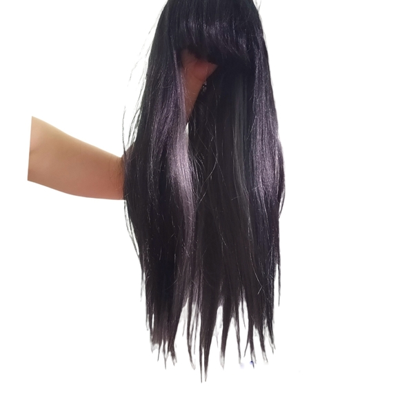 Long black/grey hair wig synthetic - Picture 4 of 5